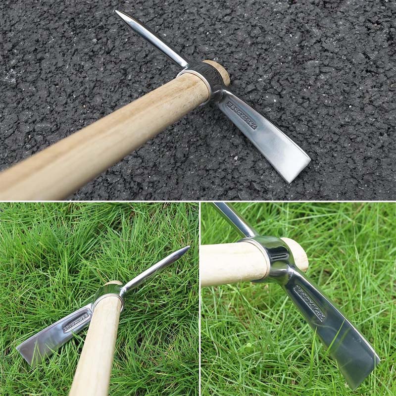RootPick | Roestvrijstalen Tuinhak met Dubbele Kop – Zware Tuinmattock