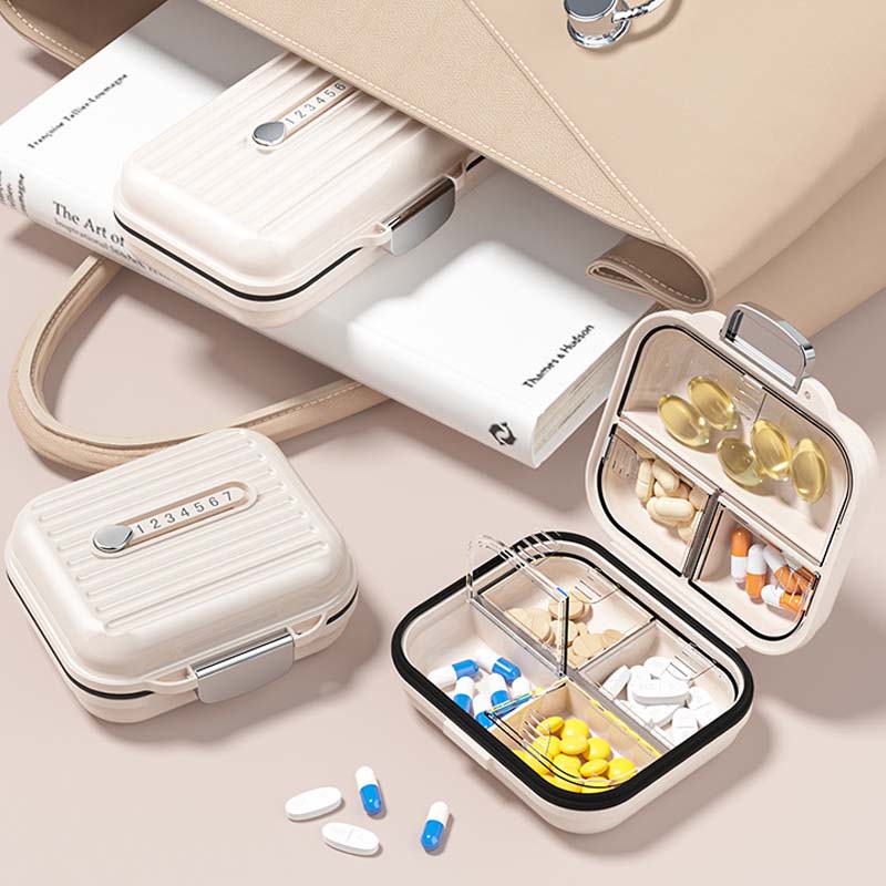 MediPod | Mini draagbare pillendoos - Waterdichte Reis Pillen Organisator, Compact Medicijndoosje met Compartimenten