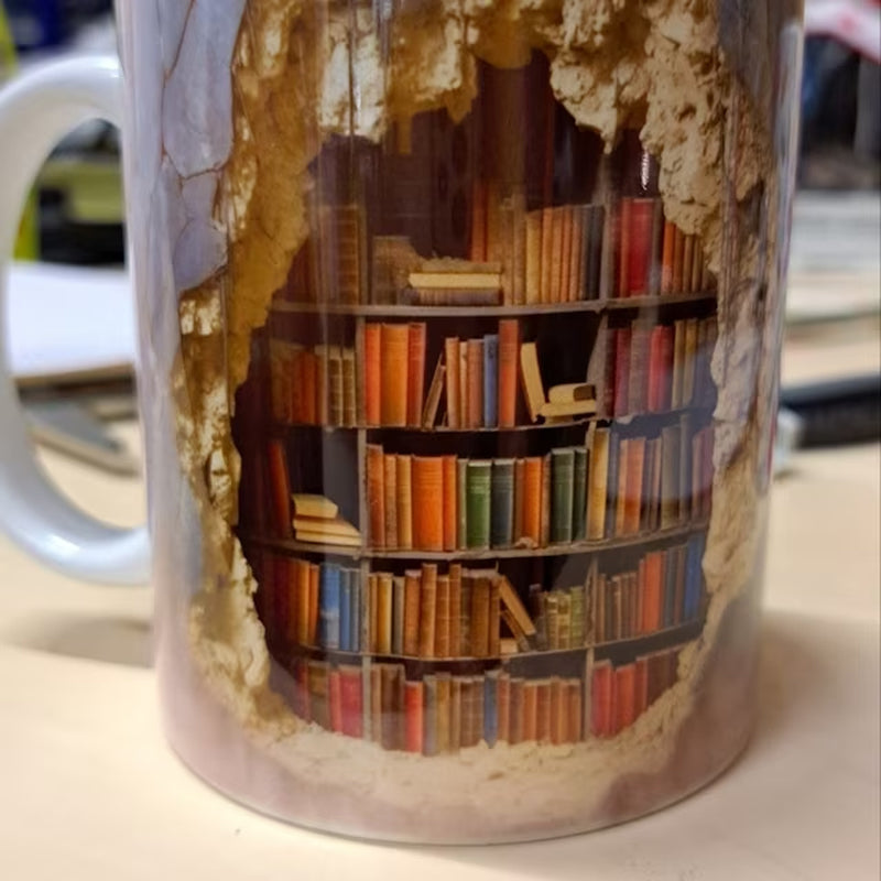 SteepStory | 3D boekenplank mok - Keramische koffiekop, boek Lover Gift