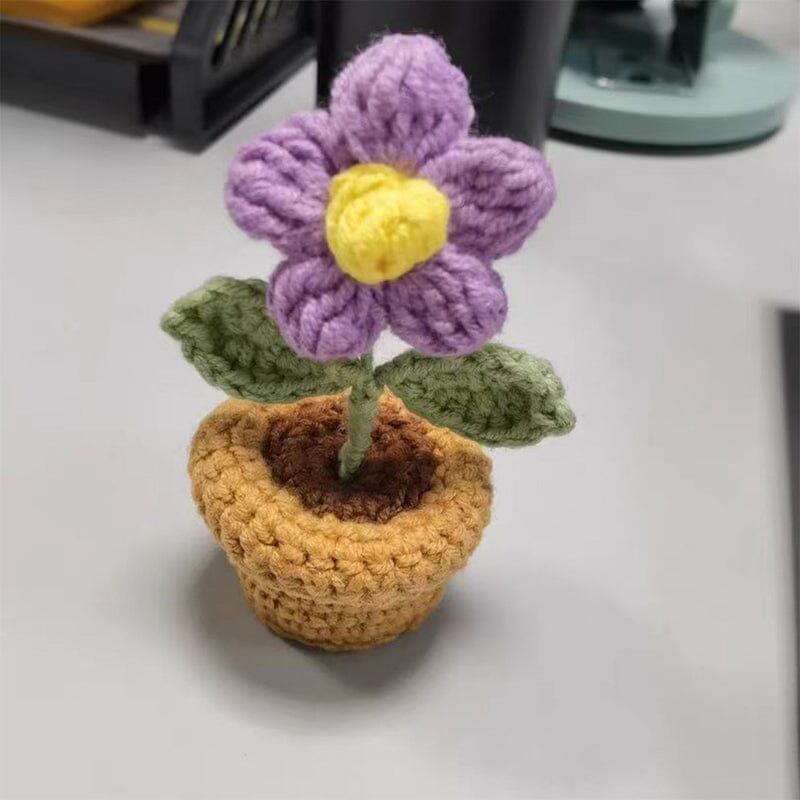 BloomKnot | Handgemaakte gehaakte bloem in pot – Decoratieve gebreide bloem, decoratie voor thuis