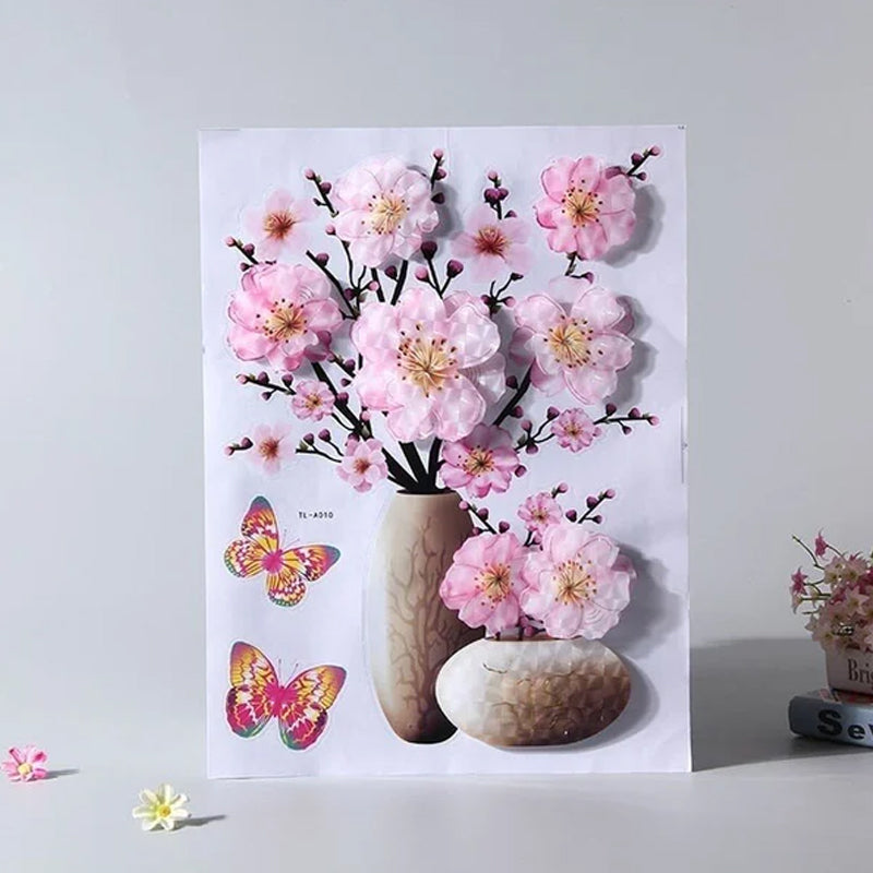 PetalNest | 3D-muurstickers met bloemenvaas en vlinders