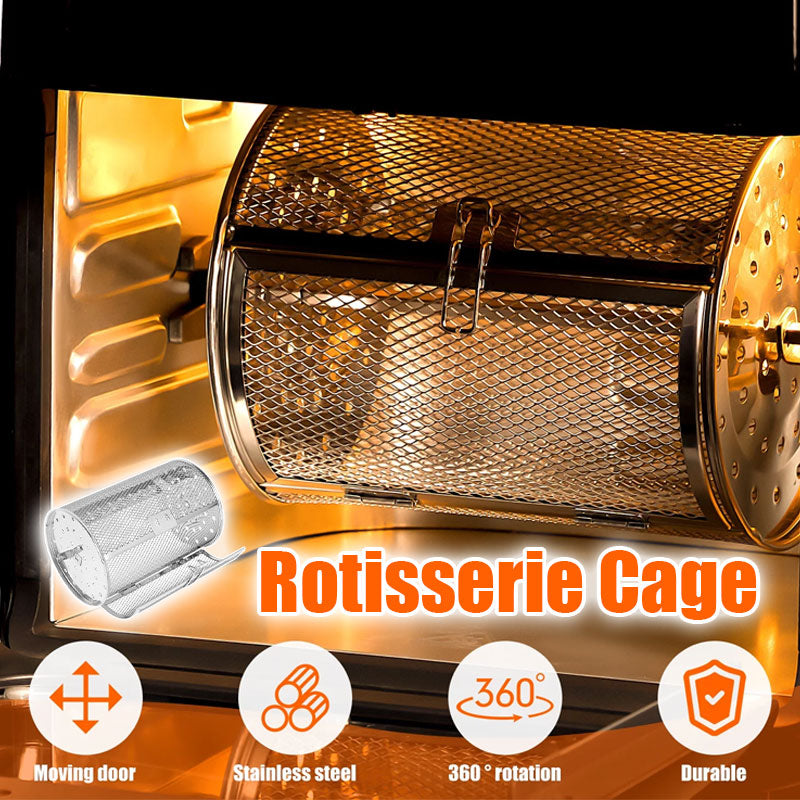 Rotissa | Roestvrijstalen draaibare grill – 360° Airfryer-accessoire voor noten, groenten, vlees en snacks