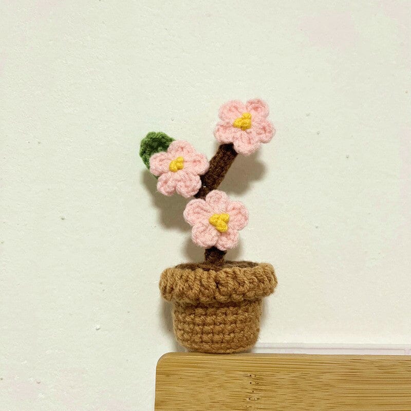 BloomKnot | Handgemaakte gehaakte bloem in pot – Decoratieve gebreide bloem, decoratie voor thuis