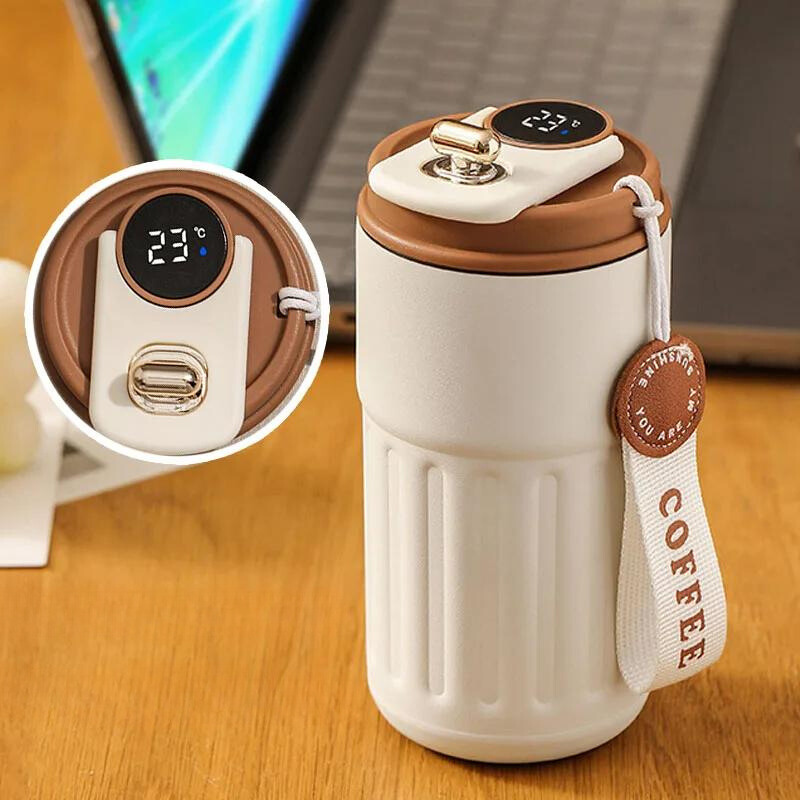 SmartSip | Digitale LED thermosfles - roestvrijstalen koffiemok met temperatuurregeling voor warme en koude dranken