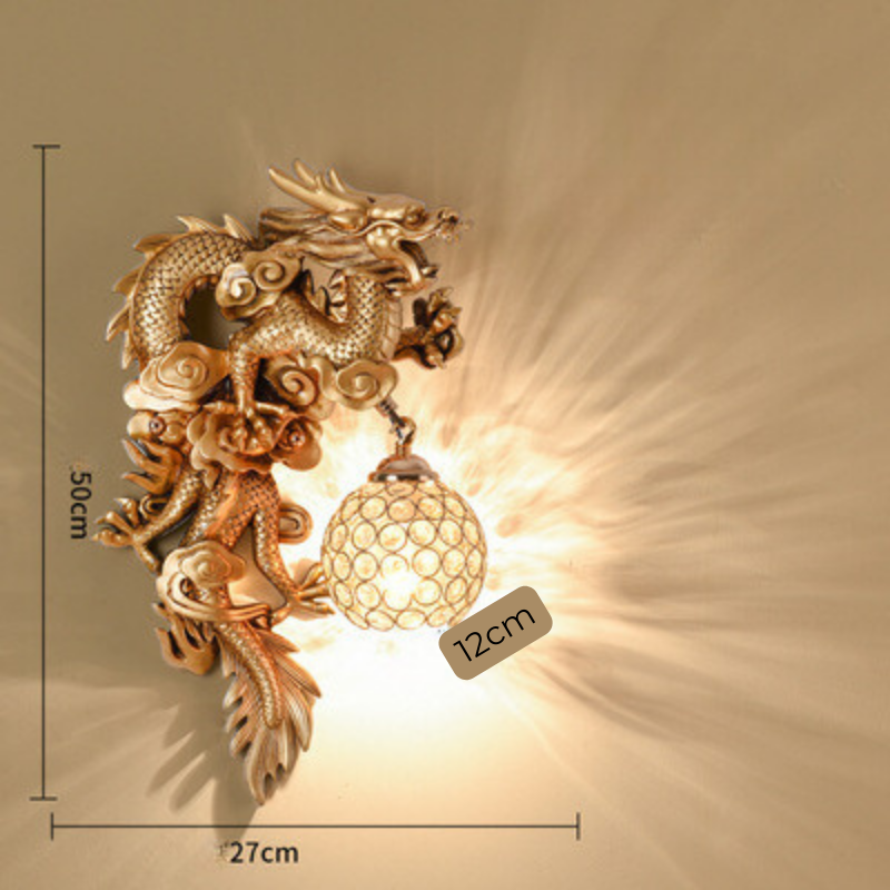 MythicBeam | Draak Feniks Wandlamp - Antieke Decoratieve Lamp voor Woonkamer & Hal