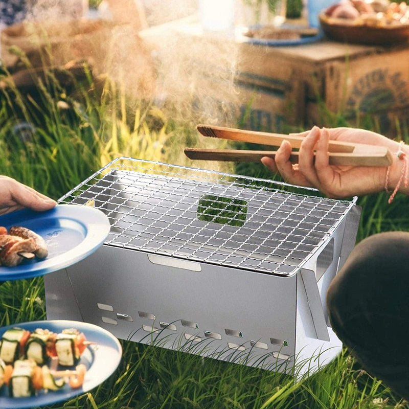 GrillBox | Roestvrijstalen draagbare opvouwbare houtskoolgrill - Compacte BBQ