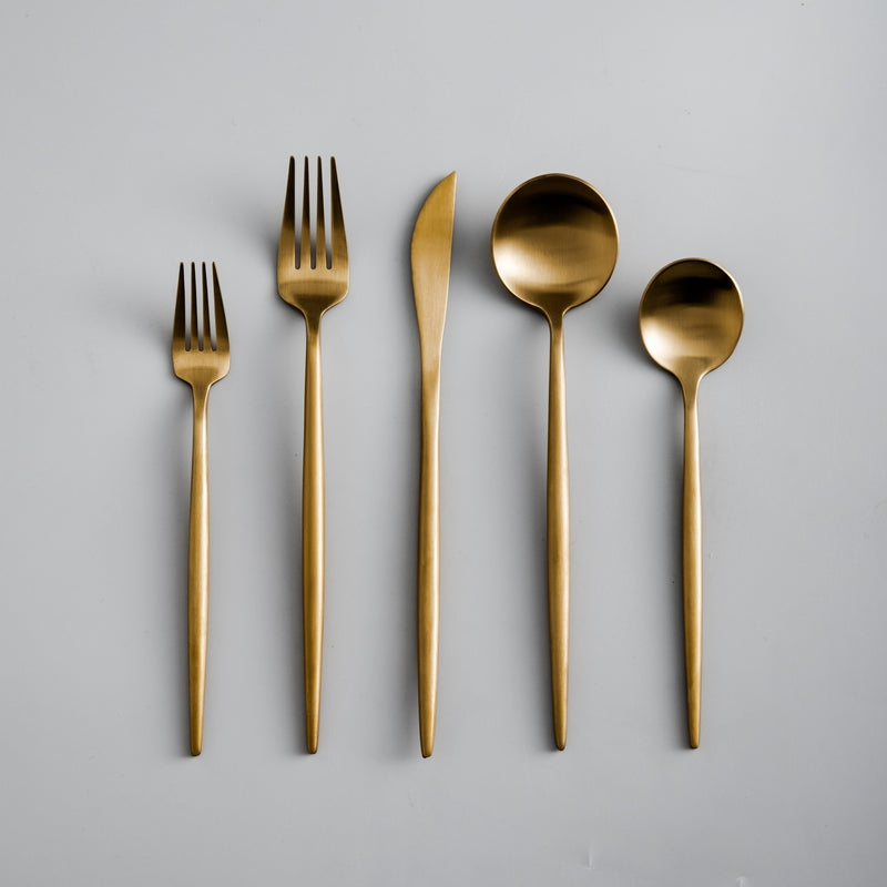 Finix | Minimalistische bestekset van roestvrij staal - Modern bestek voor de eetkamer, elegant tafelgerei
