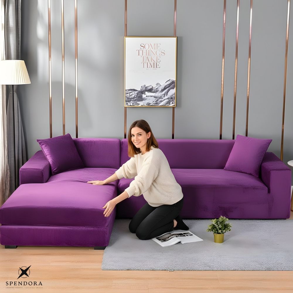 SnugCover | Elastische Fluwelen Bankhoes – Stretch Hoes, Antislip, Zachte Pluche Meubelhoes