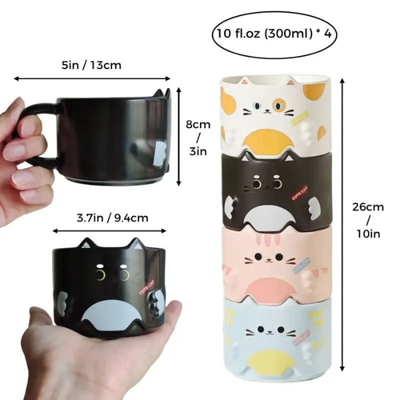 WhiskerSip | Keramische Kattenmok - 300 ml Schattige Koffie- & Theekop voor Kattenliefhebbers