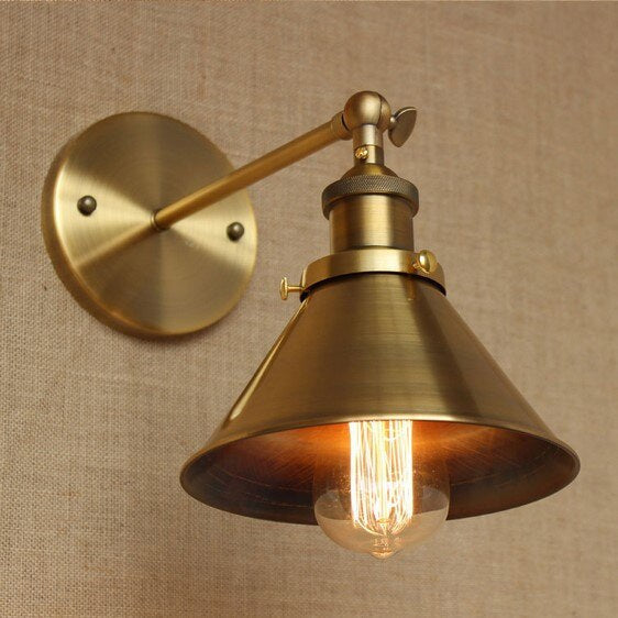 GlowForge | Vintage Wrought Iron Wall Light – Brass Finish, Industrial Design