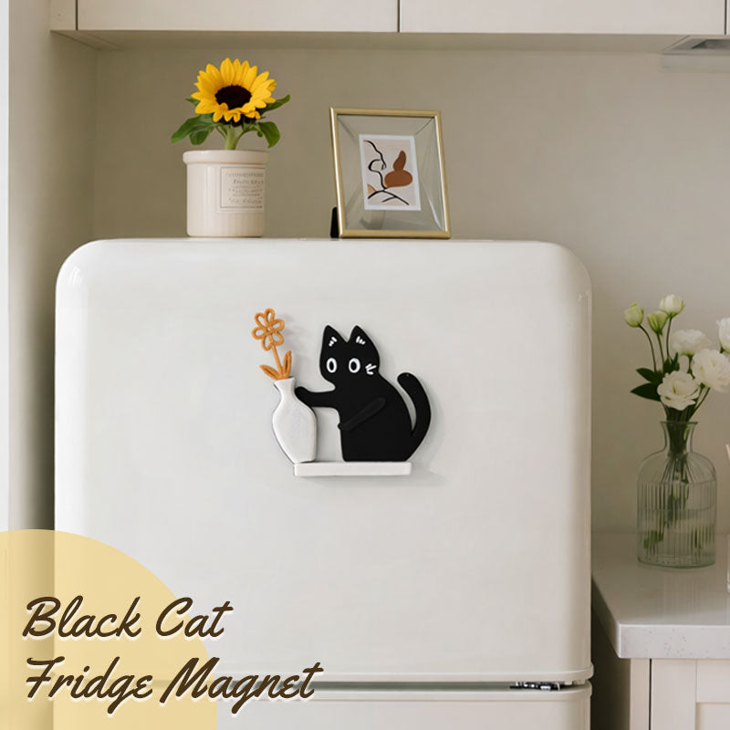 ShadowCat | Zwarte kat koelkastmagneet – Leuke keukendecoratie, koelkastaccessoire