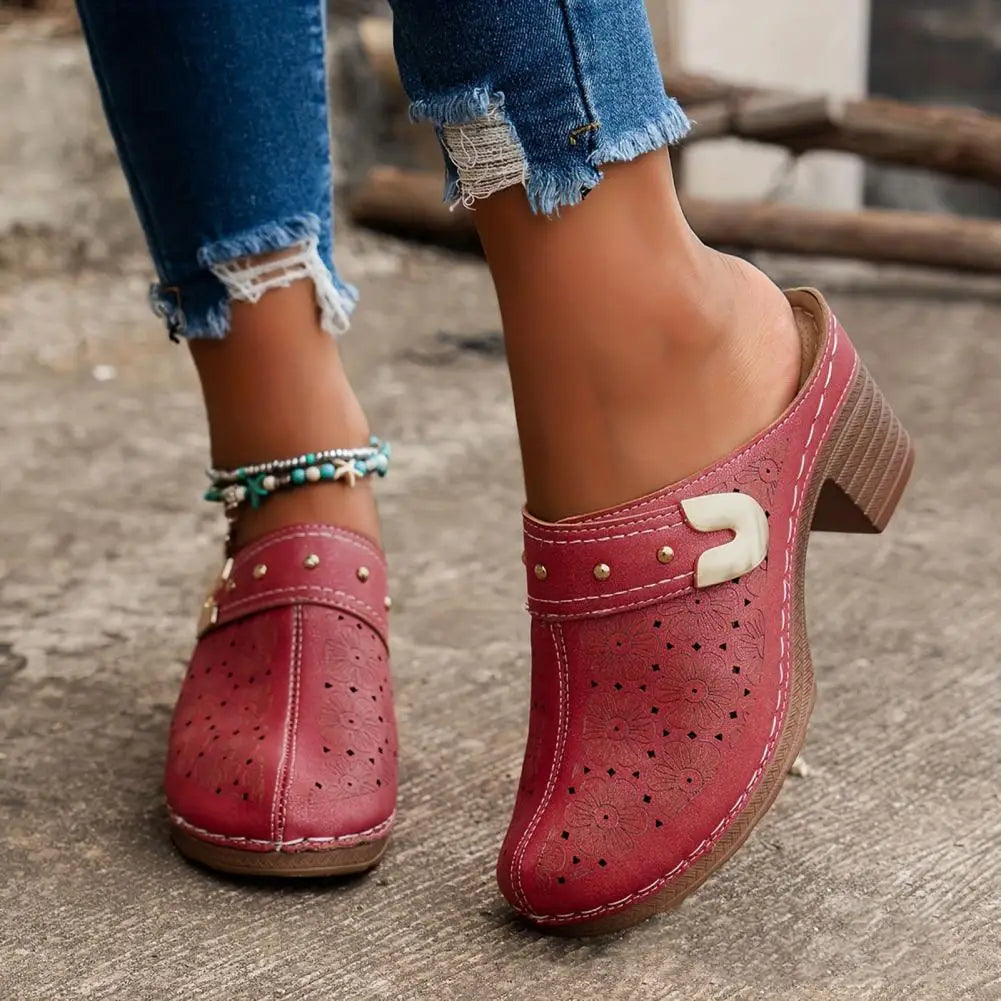 ComfyStride | Dames Gesloten Plateau Sandalen – Orthopedisch, Instapklompen, Leren