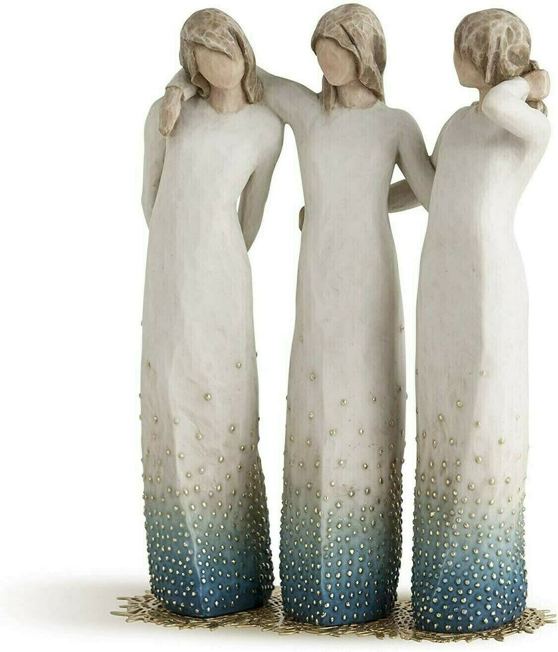 SoulSisters | Aan mijn zijde Beeldje - Handgemaakt Zussen Beeldje, Handgeschilderd Hars Geschenk