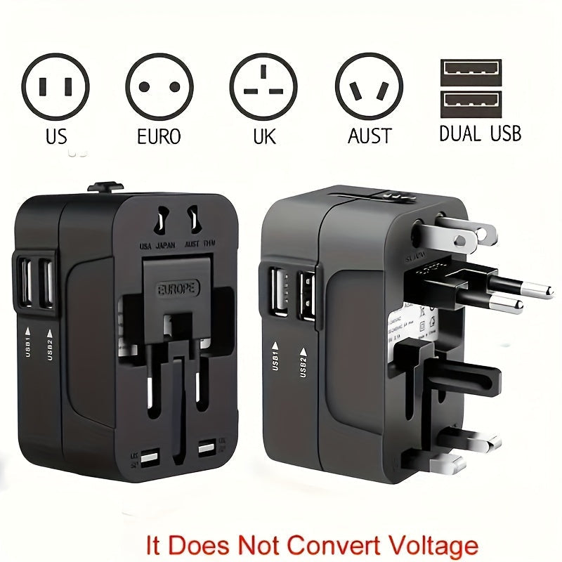 VoltPort | Universal Travel Adapter with Dual USB Ports, 110V-240V, US/EU/UK/AU Plug