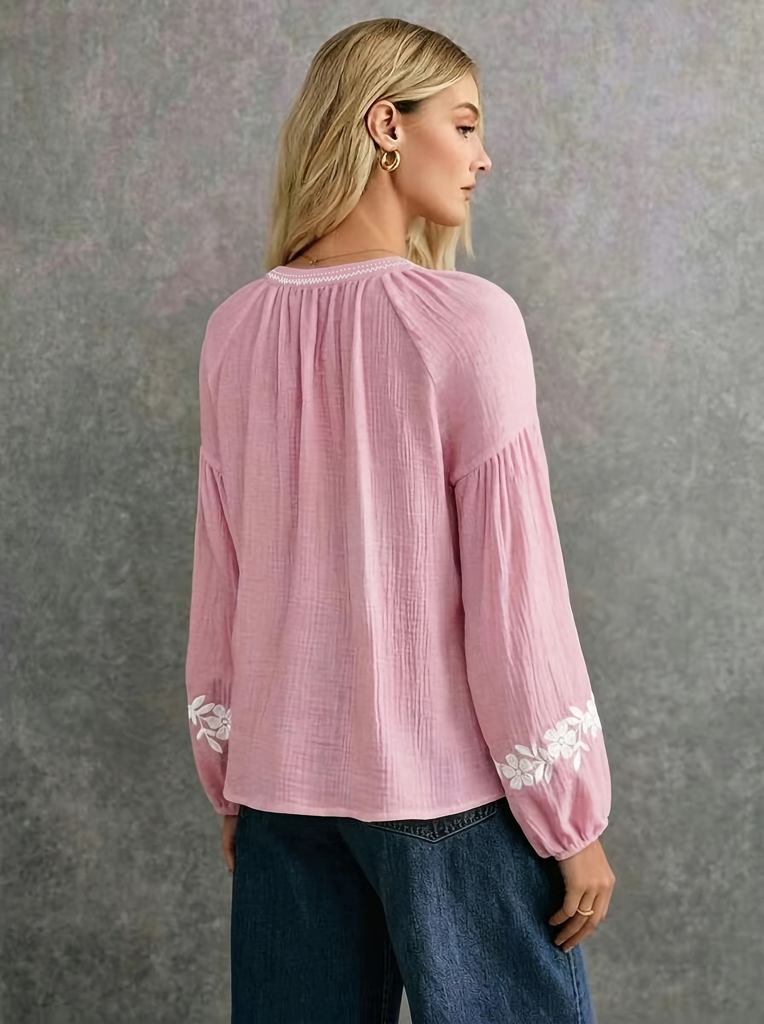 Peria | Etnisch dameshemd - Geborduurde casual bohemienblouse