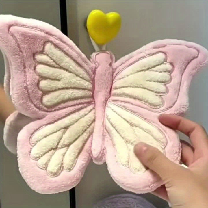 CozeFly | Butterfly-handdoek van coral fleece om op te hangen, dik, zacht, sneldrogend