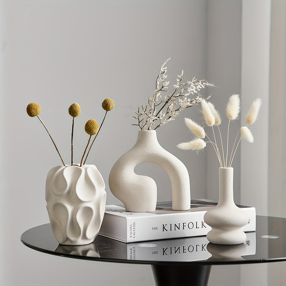 VasaForm | 3-delige Boho keramische vaasset – Moderne Scandinavische minimalistische woondecoratie