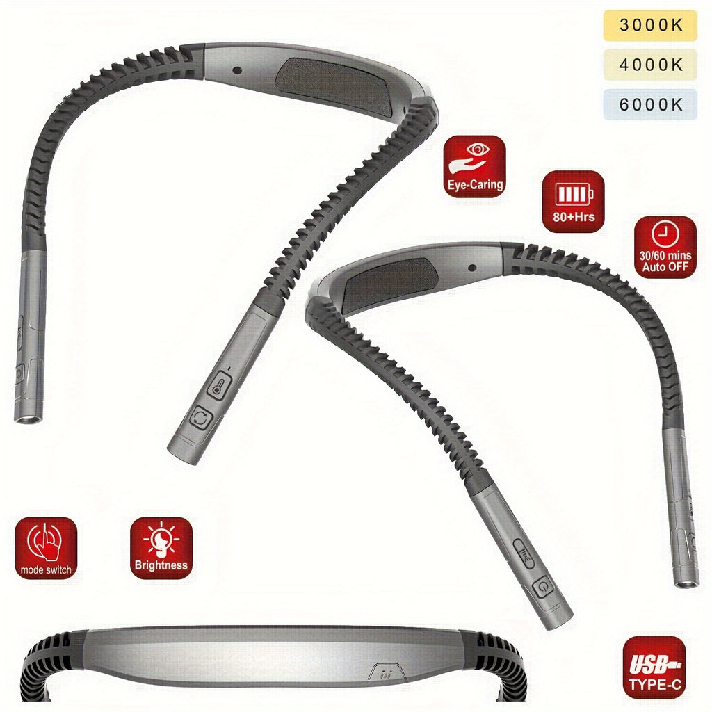 GlowBand | Dimbare oplaadbare nekleeslamp - USB-boeklamp voor lezen, breien, kamperen en werk