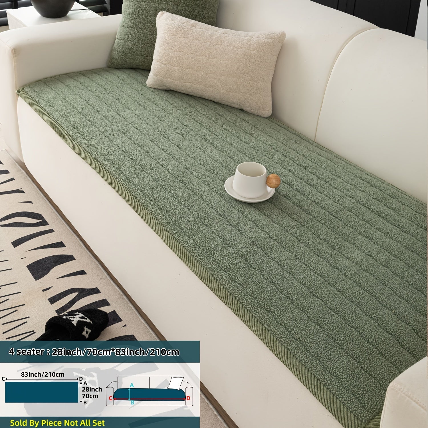 SnugWrap | Slipvaste Sofa Overtrek van Dik Pluche - Machinewasbaar, Huisdiervriendelijke Bankbeschermer voor de Woonkamer