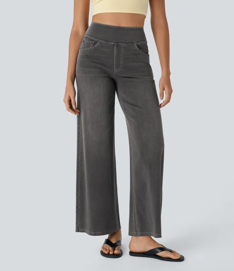Rexina | Dames high-waisted wijde jeans – Comfortabele stretchdenim, trendy losvallende casual broek