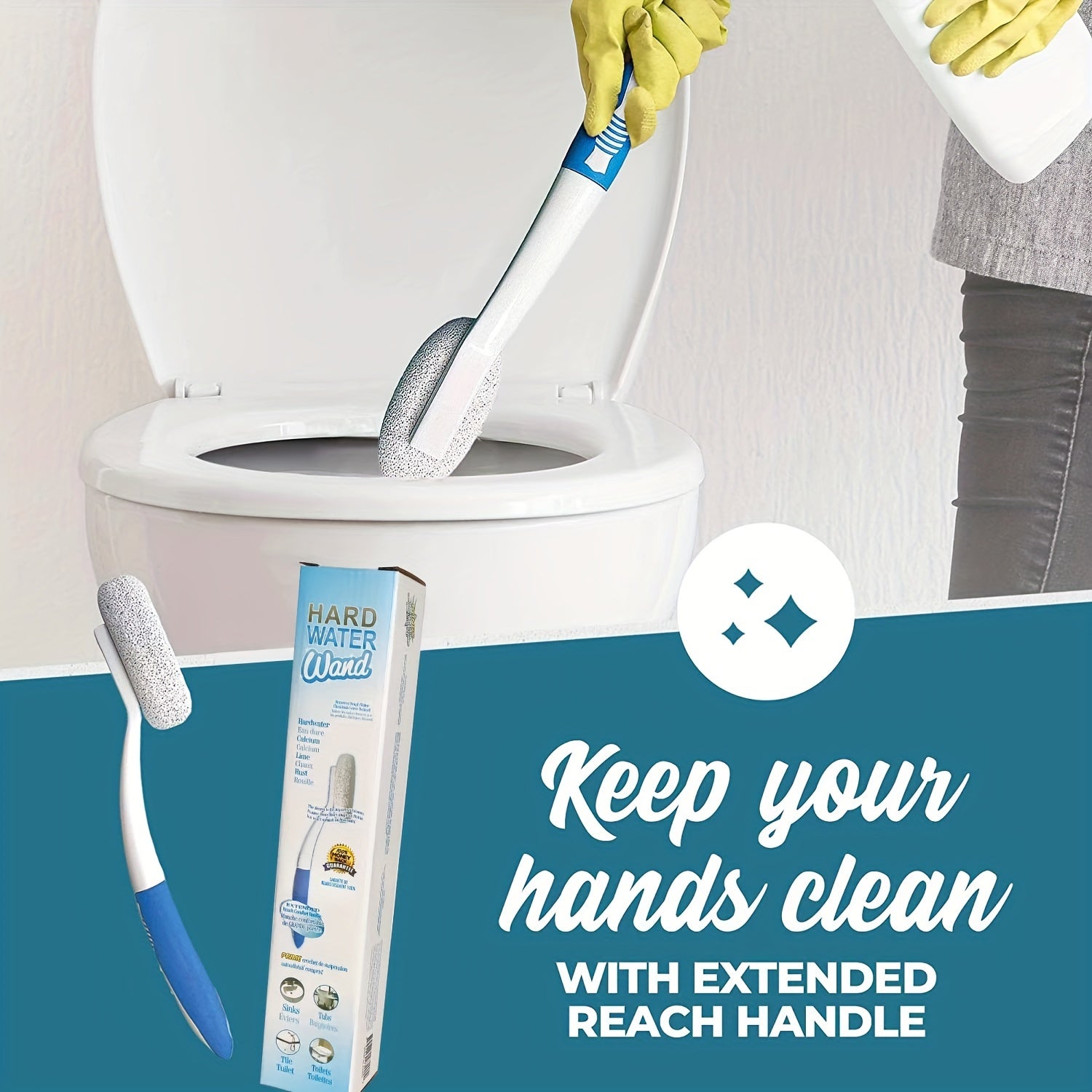 TuffBrush | Toiletborstel met puimsteen en lange steel - Heavy-duty reiniger voor hard water en hardnekkige vlekken