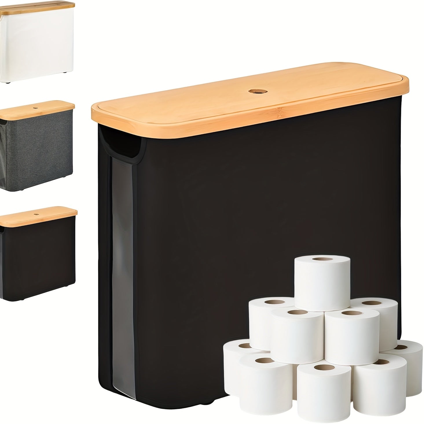RollStash | Toiletpapiermand met deksel – houder voor maximaal 12 rollen, organizer voor badkamer en slaapkamer