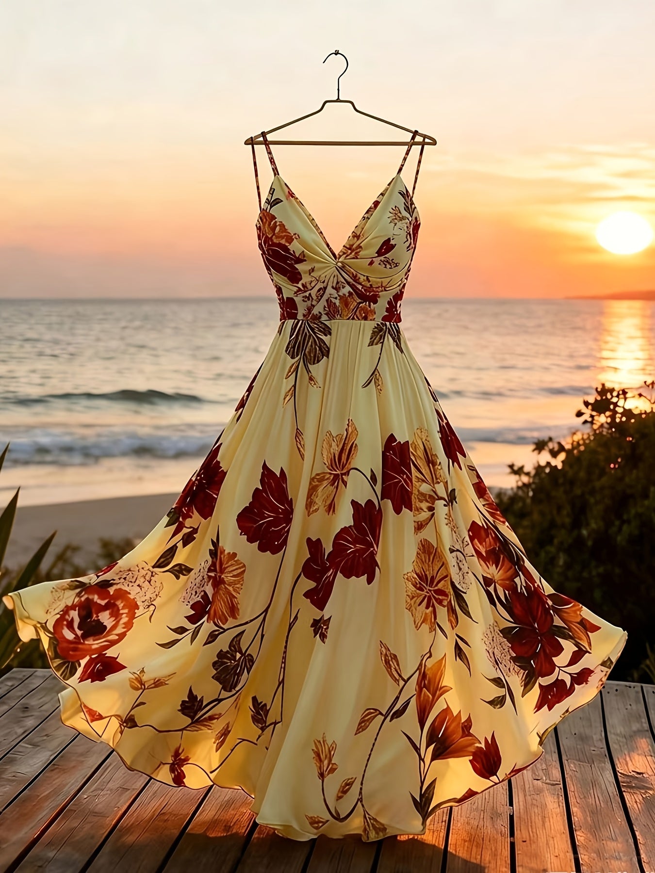 Greya | Zomerjurk voor dames – Midi-jurk met bloemenprint, mouwloos, voor op het strand