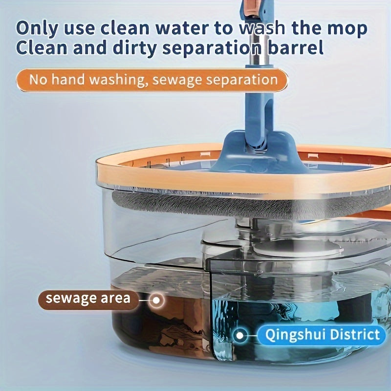 CleanSwift | Handsfree zelfreinigende mop & emmerset - natte en droge vloerreiniger met 3 moppen