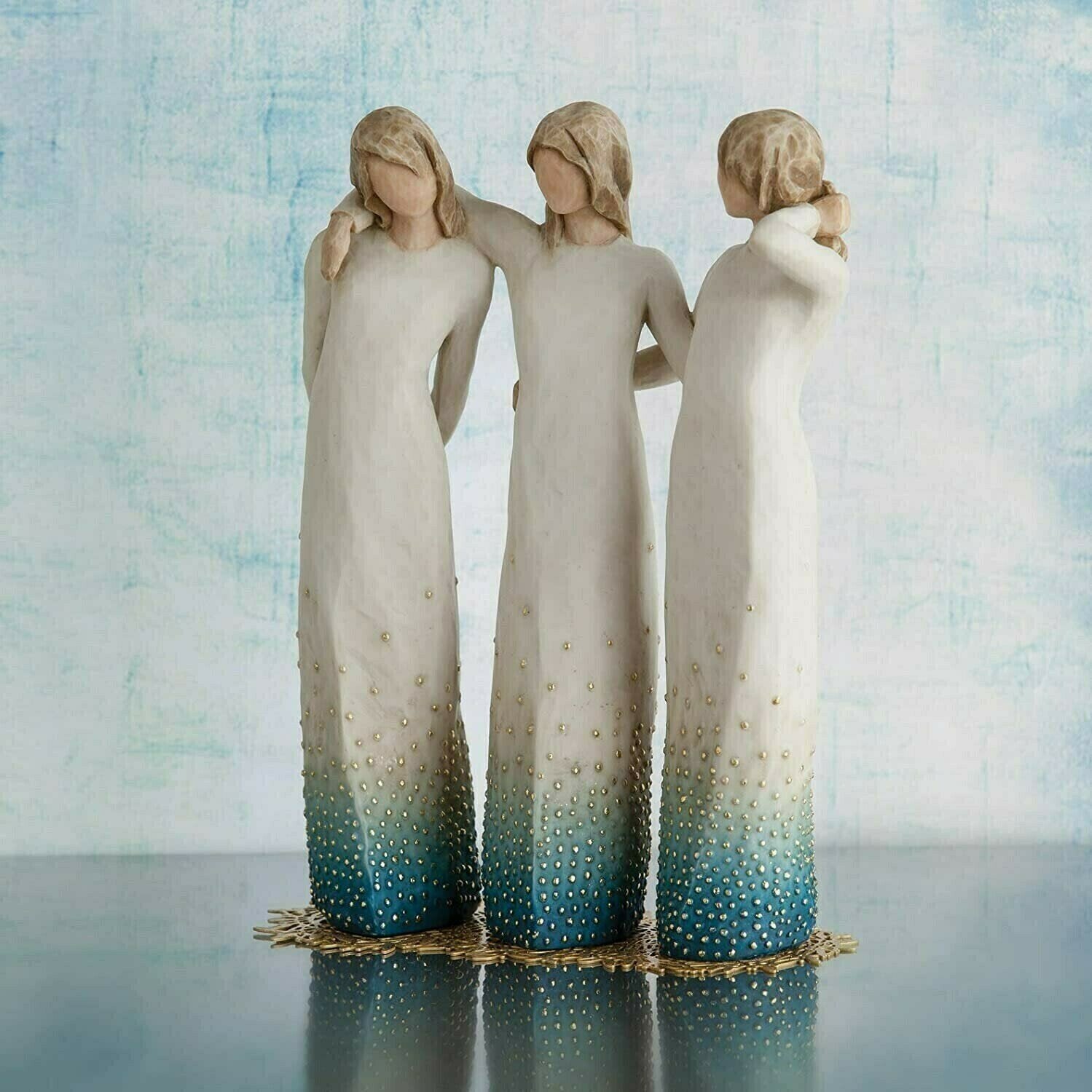 SoulSisters | Aan mijn zijde Beeldje - Handgemaakt Zussen Beeldje, Handgeschilderd Hars Geschenk