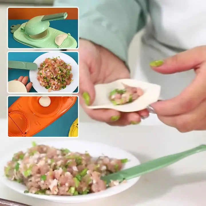 DoughCrimp | 2-in-1 handmatige Dumpling Maker - Pierogi Empanada Mold & Press Dumpling Maker
