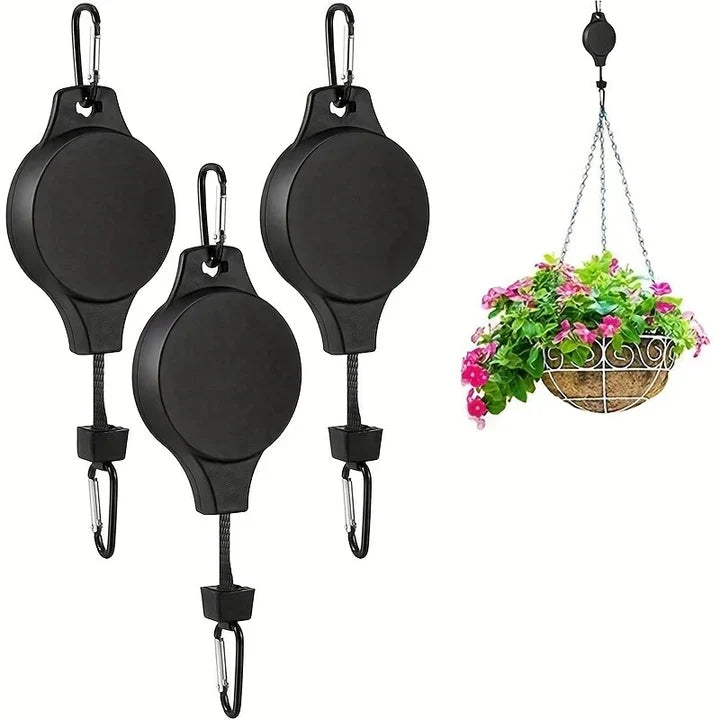 VinePull | Intrekbare plantenhanger - Verstelbare haak voor het ophangen van manden, plafondkatrol voor de tuin