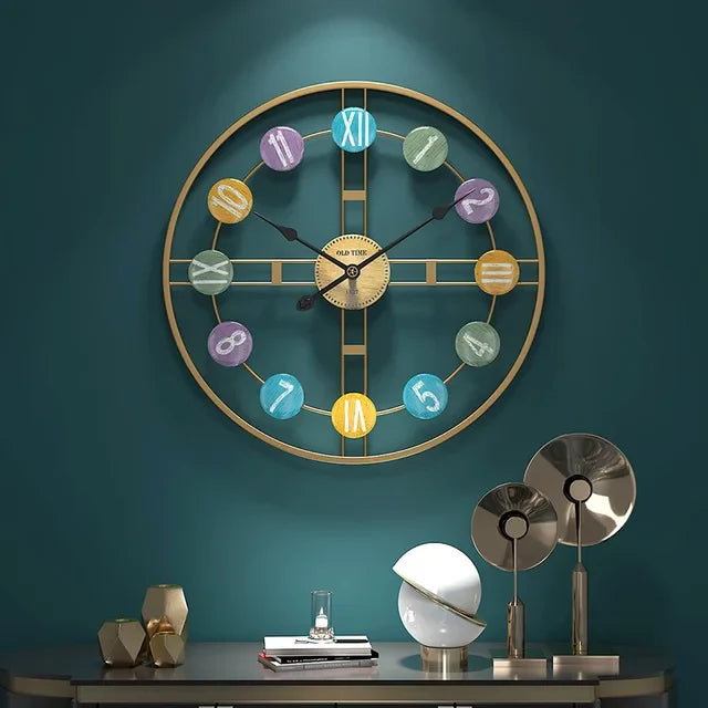 VintaRoman | 3D Metalen Romeinse Cijfer Wandklok - Vintage Stille Luxe Wanddecoratie