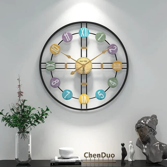 VintaRoman | 3D Metalen Romeinse Cijfer Wandklok - Vintage Stille Luxe Wanddecoratie