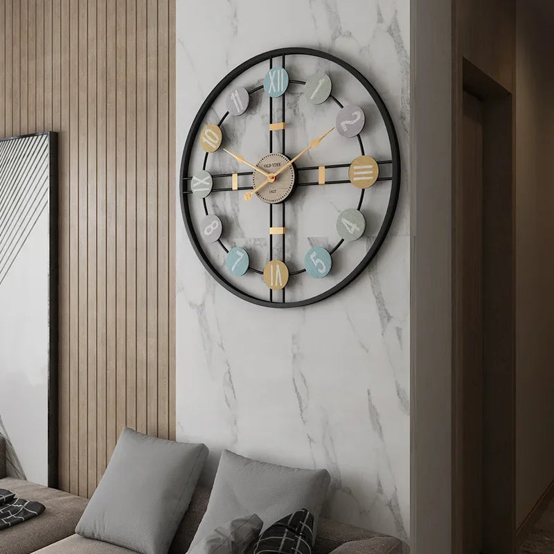 VintaRoman | 3D Metalen Romeinse Cijfer Wandklok - Vintage Stille Luxe Wanddecoratie
