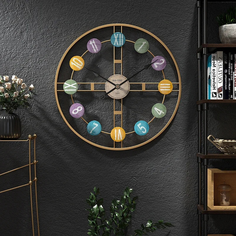 VintaRoman | 3D Metalen Romeinse Cijfer Wandklok - Vintage Stille Luxe Wanddecoratie