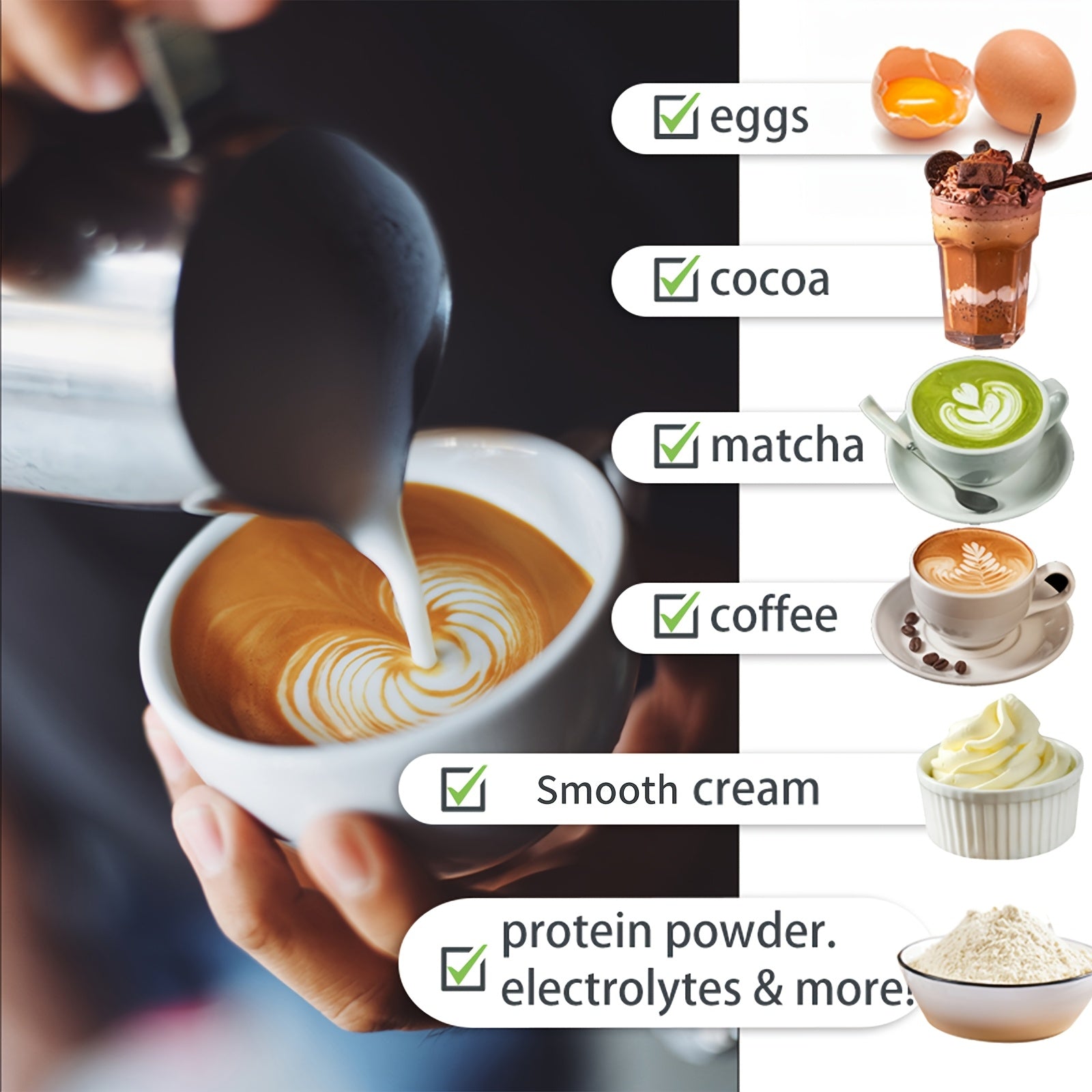 FrothPro | Handheld elektrische melkopschuimer - drankmixer op batterijen voor koffie, latte en warme chocolademelk - draagbare schuimmaker
