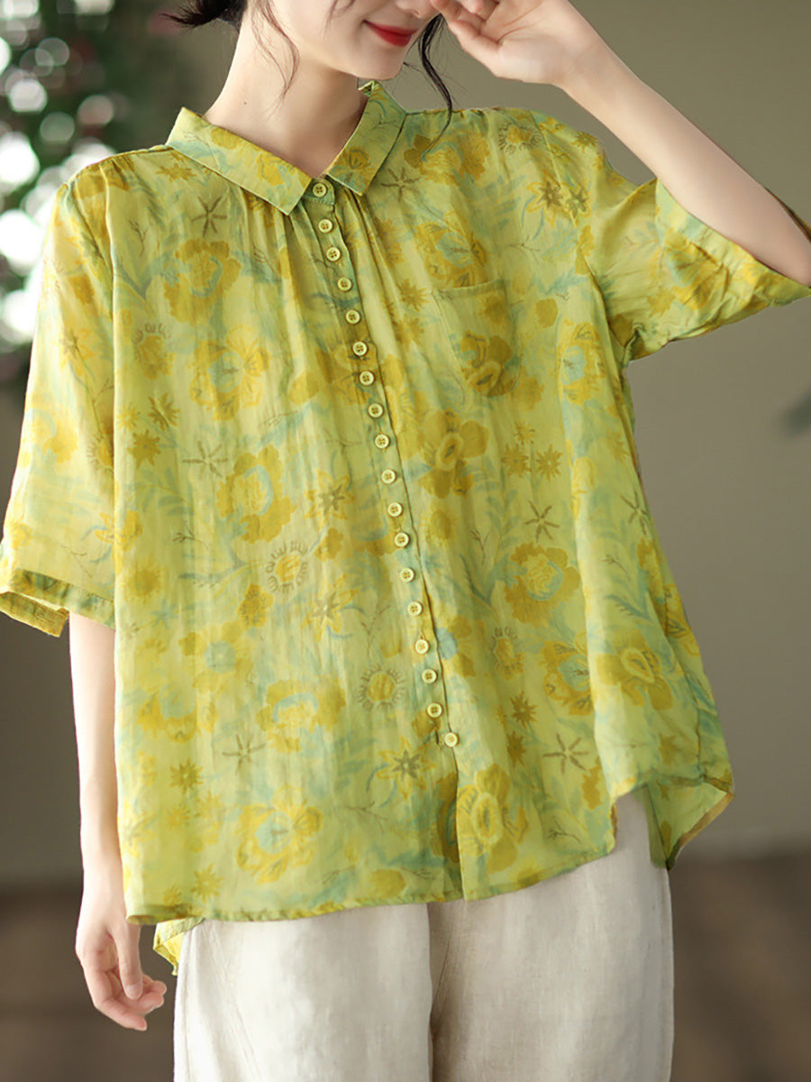 Nysera | Vintage bloemenblouse voor dames met een maatje meer – Casual zomertop