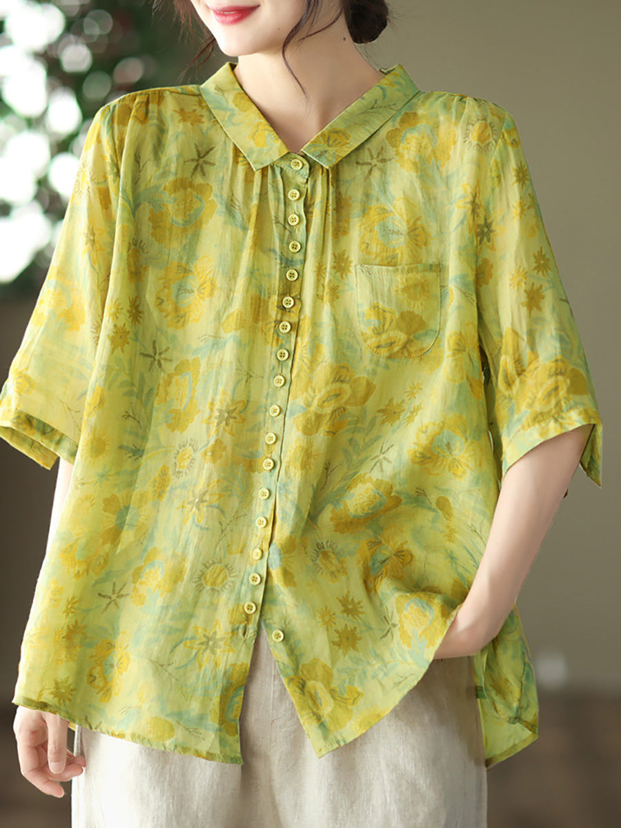 Nysera | Vintage bloemenblouse voor dames met een maatje meer – Casual zomertop