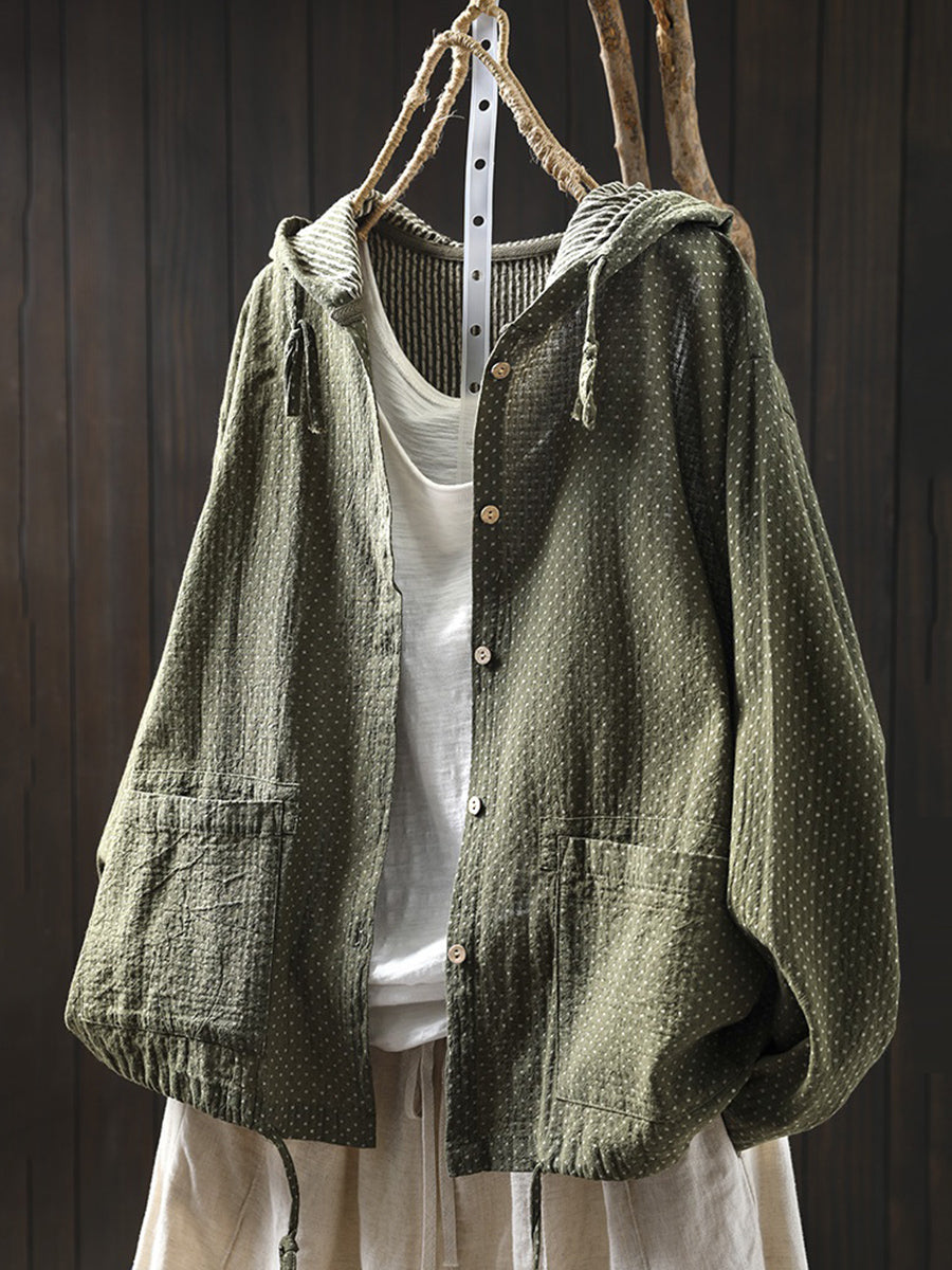 Riela | Dames katoenen hoodie met gestippeld patroon, losse pasvorm, casual lente-trui