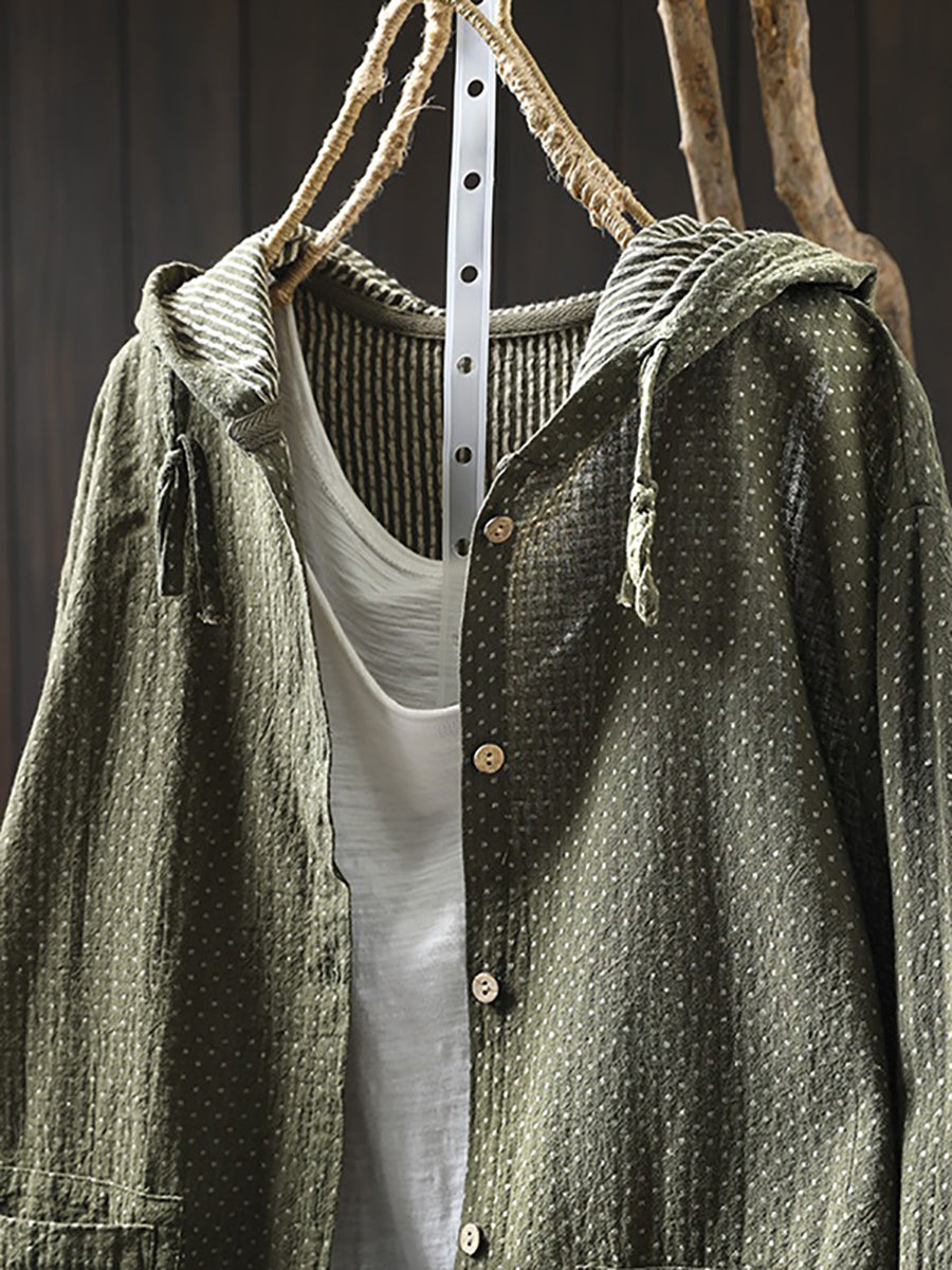 Riela | Dames katoenen hoodie met gestippeld patroon, losse pasvorm, casual lente-trui