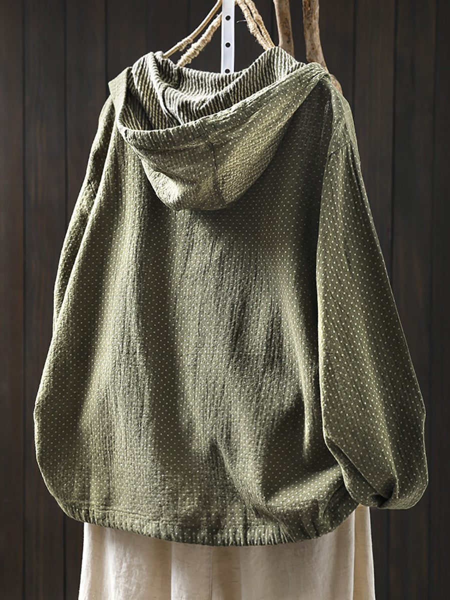 Riela | Dames katoenen hoodie met gestippeld patroon, losse pasvorm, casual lente-trui
