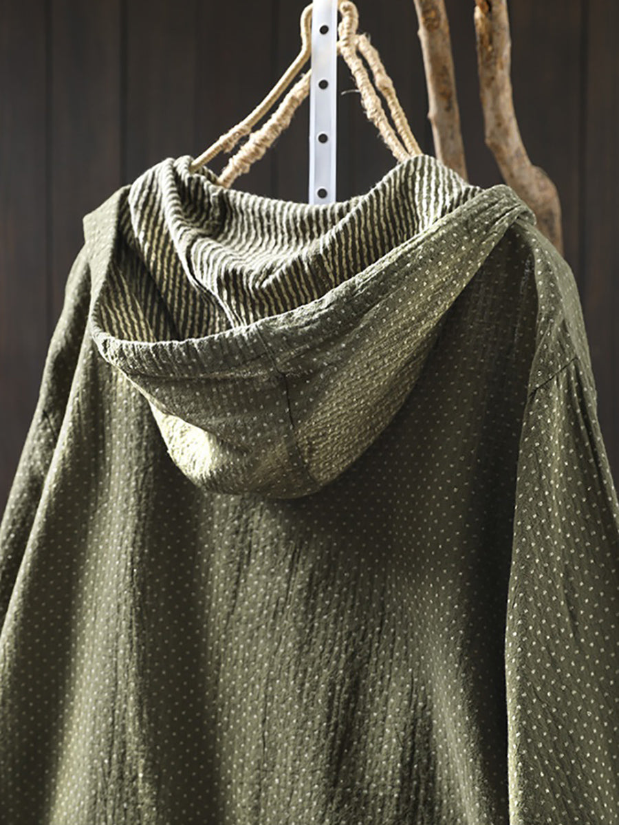 Riela | Dames katoenen hoodie met gestippeld patroon, losse pasvorm, casual lente-trui