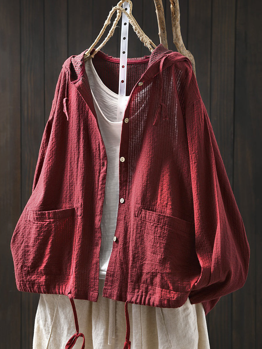 Riela | Dames katoenen hoodie met gestippeld patroon, losse pasvorm, casual lente-trui