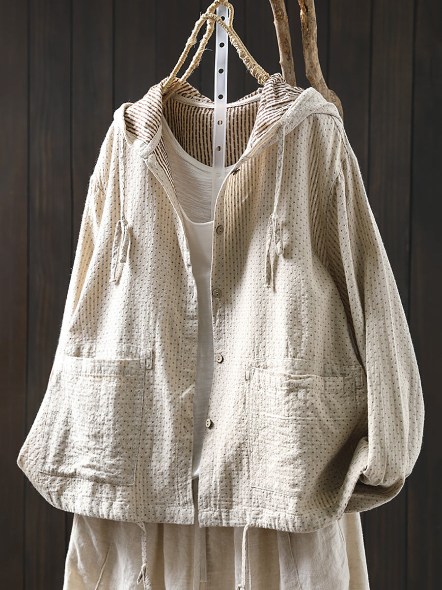 Riela | Dames katoenen hoodie met gestippeld patroon, losse pasvorm, casual lente-trui