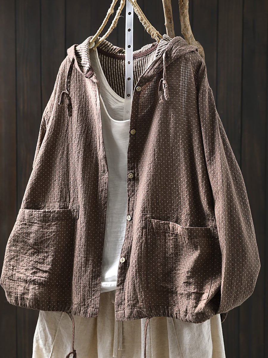 Riela | Dames katoenen hoodie met gestippeld patroon, losse pasvorm, casual lente-trui
