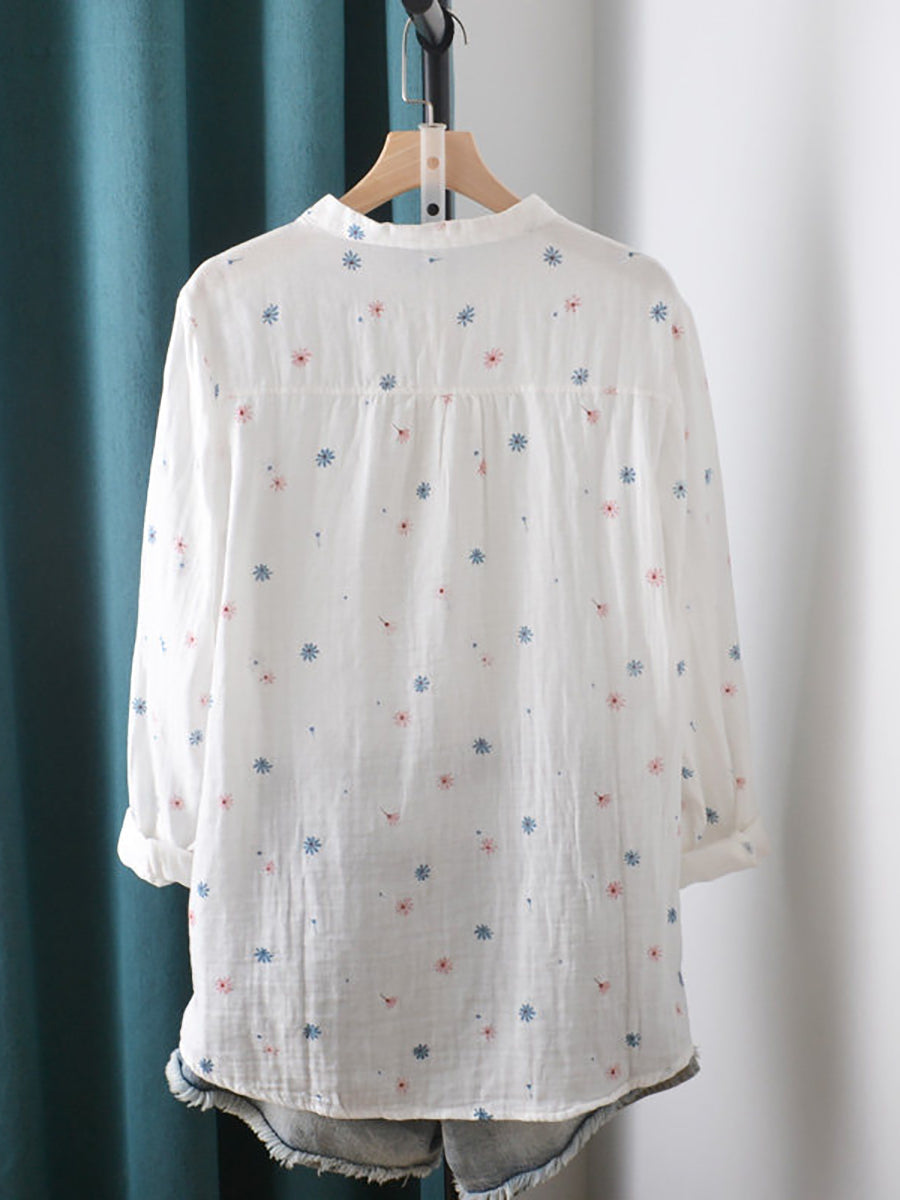Serelle | Dames lente bloemen top, lange mouwen, ademend katoen, casual blouse