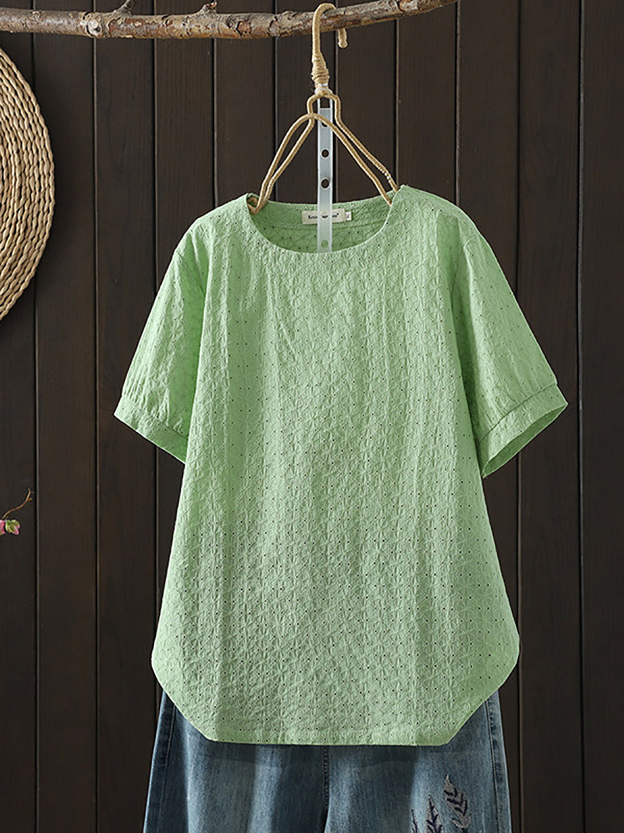 Calyxia | Dames EasyFlow Ronde Hals Blouse – Lichtgewicht Casual Zomerstijl