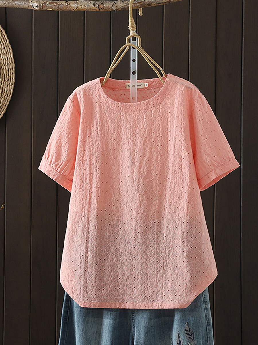 Calyxia | Dames EasyFlow Ronde Hals Blouse – Lichtgewicht Casual Zomerstijl