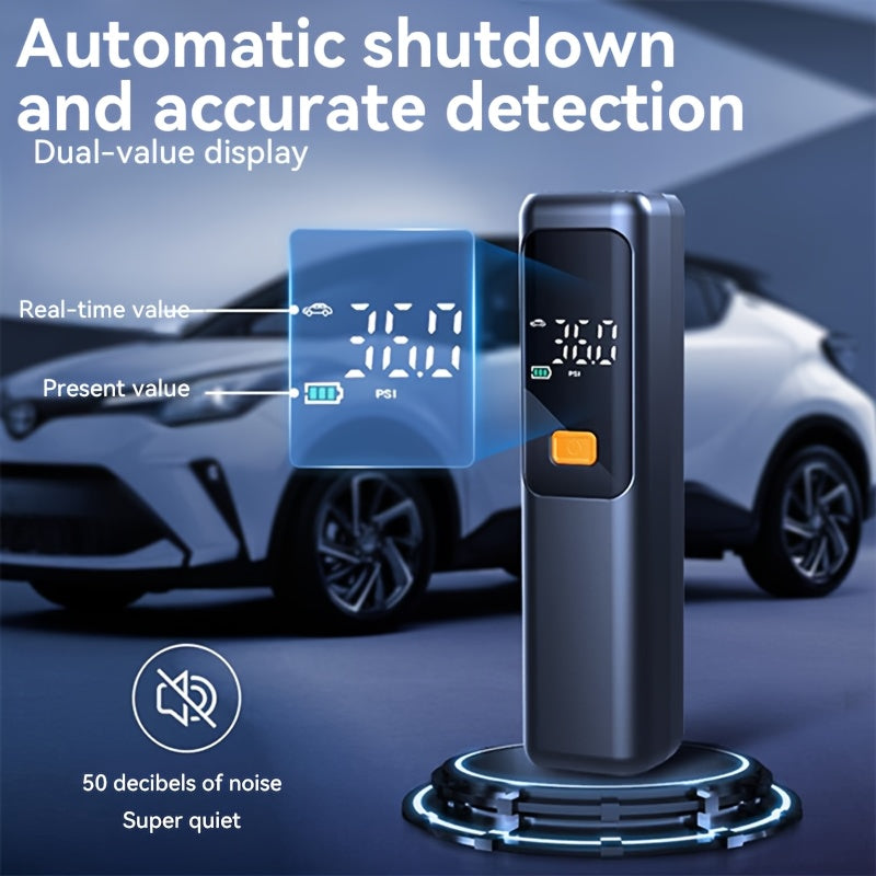 AirBoost | Compacte oplaadbare luchtcompressor – 150 PSI slimme inflator met LCD-scherm en LED-lampje voor auto's, fietsen en ballen