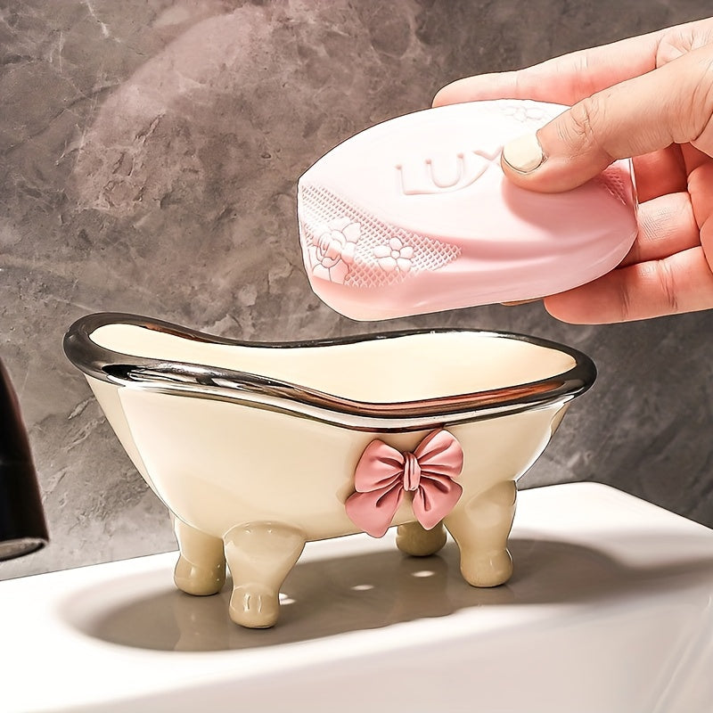 SoapTub | Badkuip Zeepbakje met Afvoer – Zelfdrainende Zeephouder, Schattige Badkamer Zeepschaal